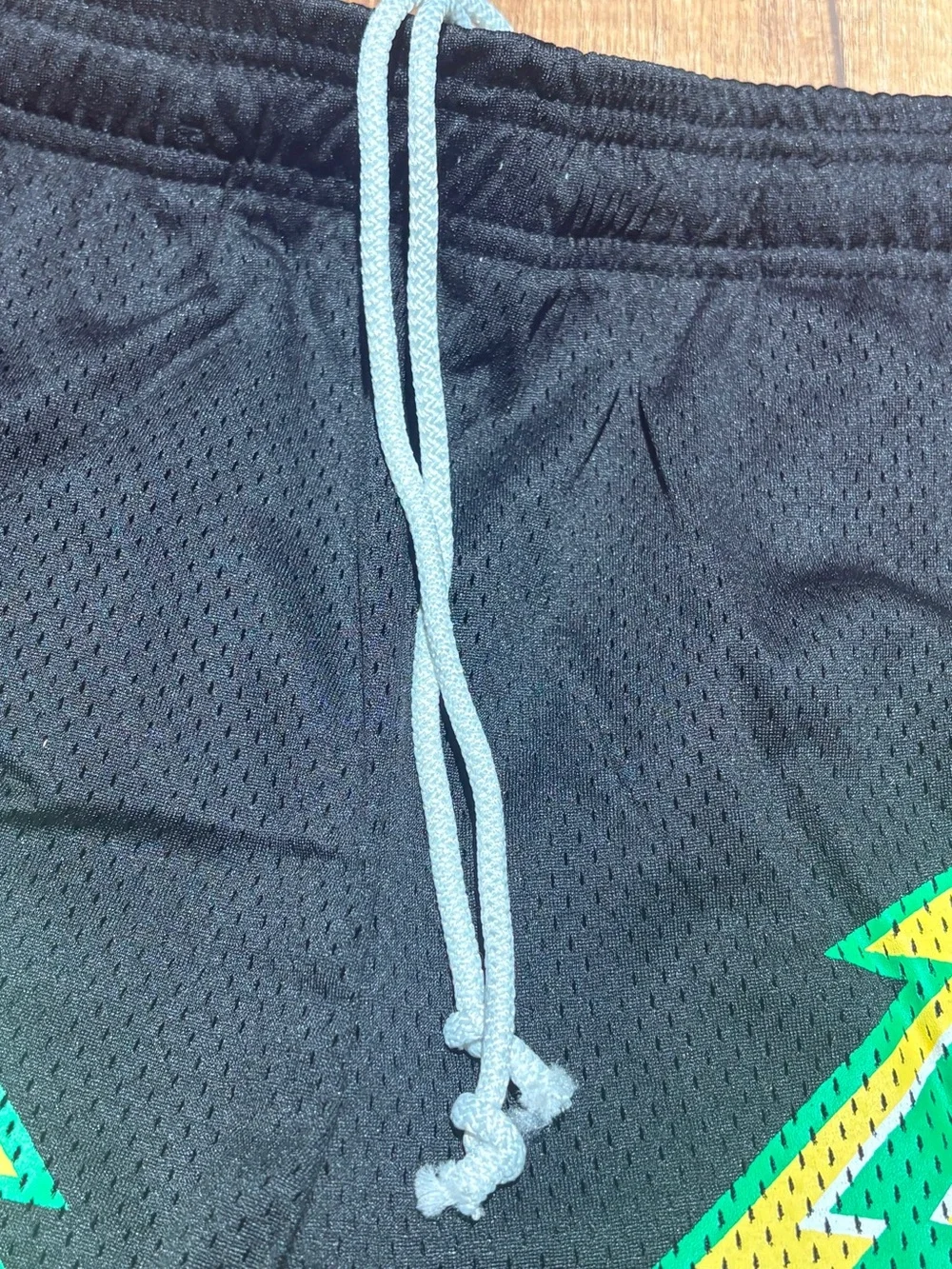 Eric Emanuel EE Black Mesh Shorts with Green & Yellow Lightning Bolts Size Small